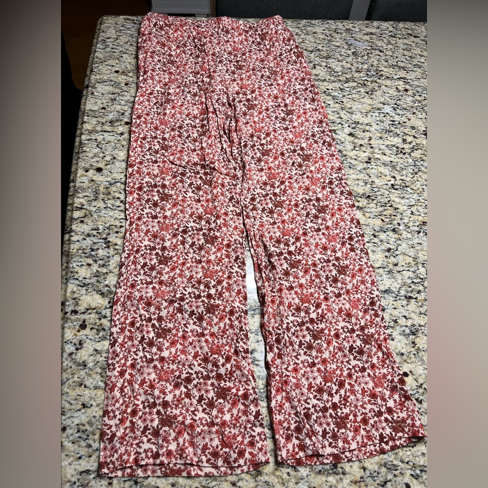 Forever 21 Floral Wide Leg Pants - Red and Brown